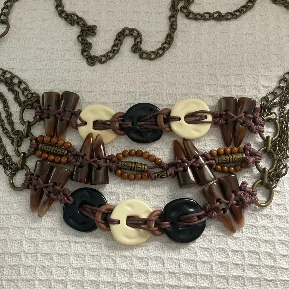 Vintage Chico’s Multi Strand Chain Link Belt With Beads And Discs